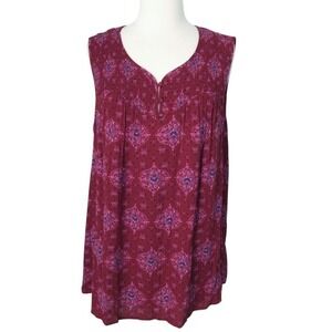 Magnolia Grace Stitch Fix Red & Purple Smocked Sleeveless Top- Plus Size‎ 2X